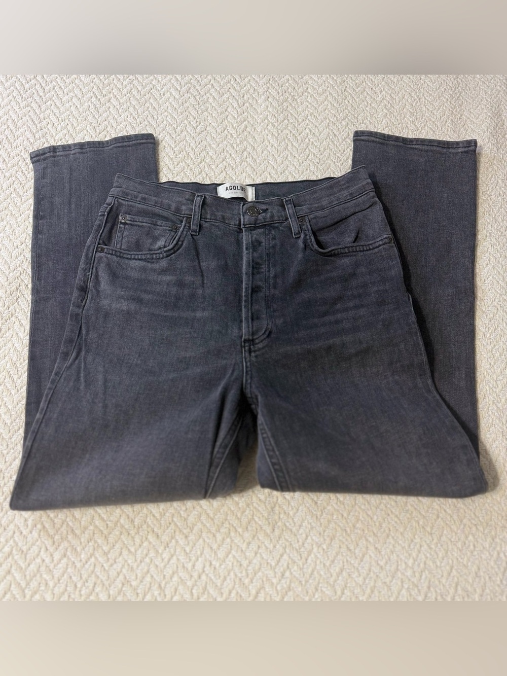 AGOLDE Riley High Rise Straight Crop Jeans 27 Century Washed Gray
